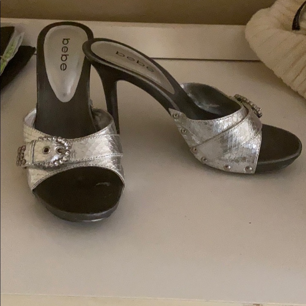 Bebe silver slip on shoe